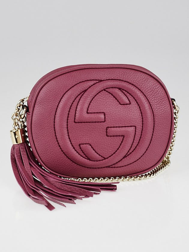 Gucci Peonia Flower Pebbled Leather Mini Soho Chain Crossbody Bag