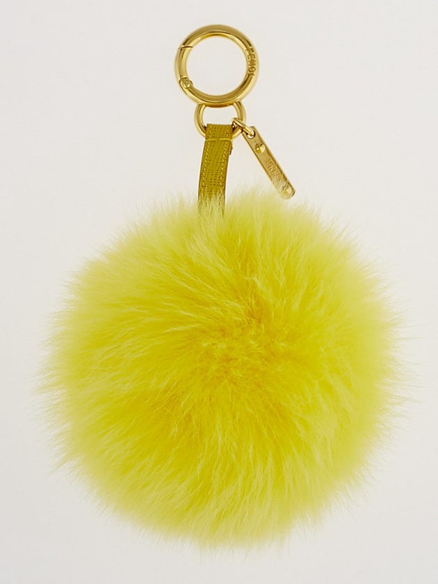 Fendi Yellow Fox Fur Key Chain and Bag Charm