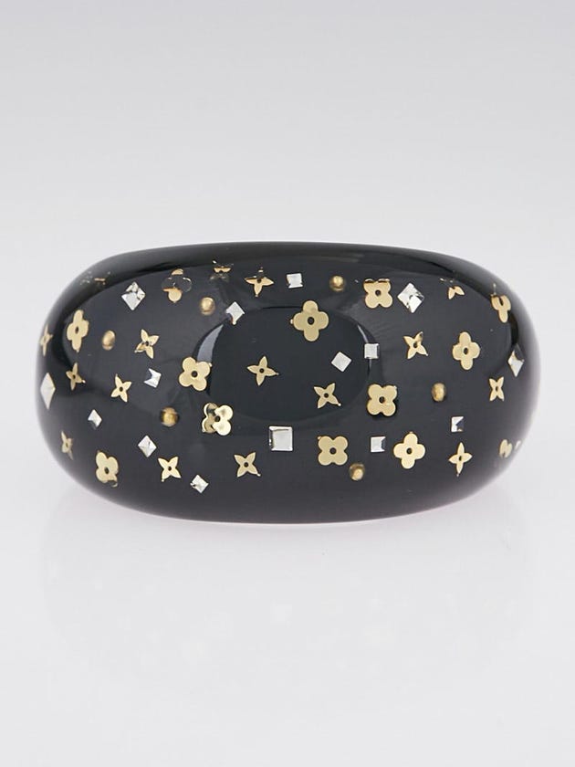 Louis Vuitton Black Monogram Inclusion Art Deco Cuff Bracelet