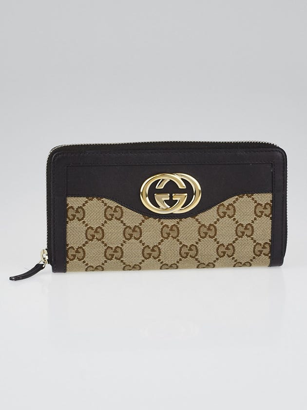 Gucci Beige/Ebony Canvas and Leather Sukey Long Zippy Wallet