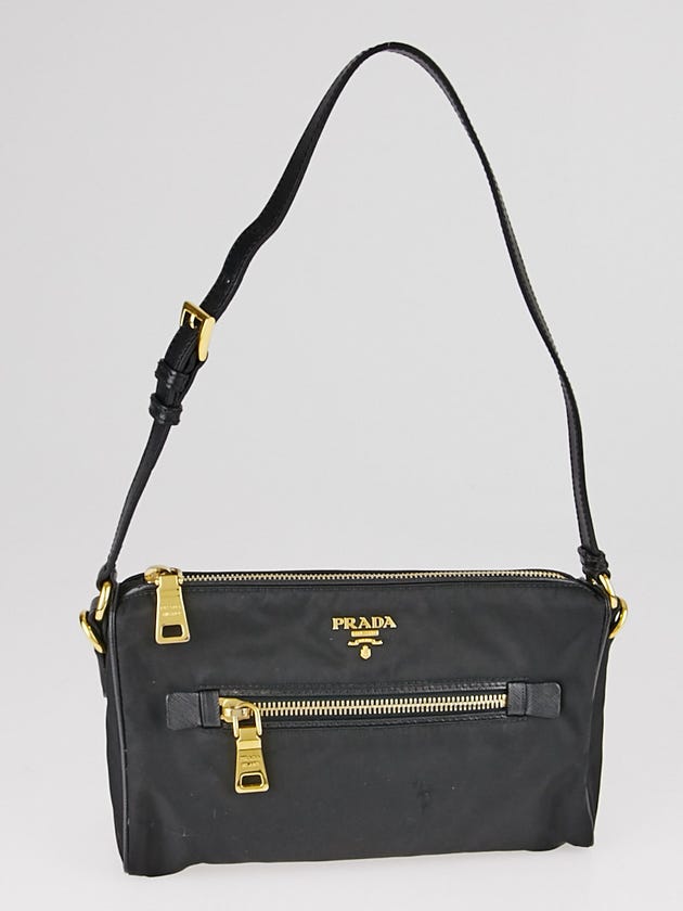 Prada Black Tessuto Nylon and Saffiano Leather Shoulder Bag BN1834
