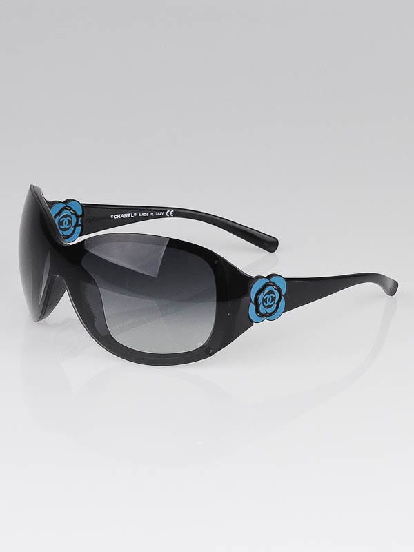 Chanel Black/Turquoise Camellia Flower Wrap Sunglasses-6032