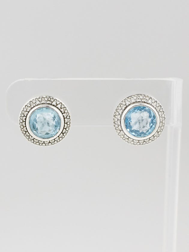 David Yurman 11mm Blue Topaz and Diamond Cerise Stud Earrings