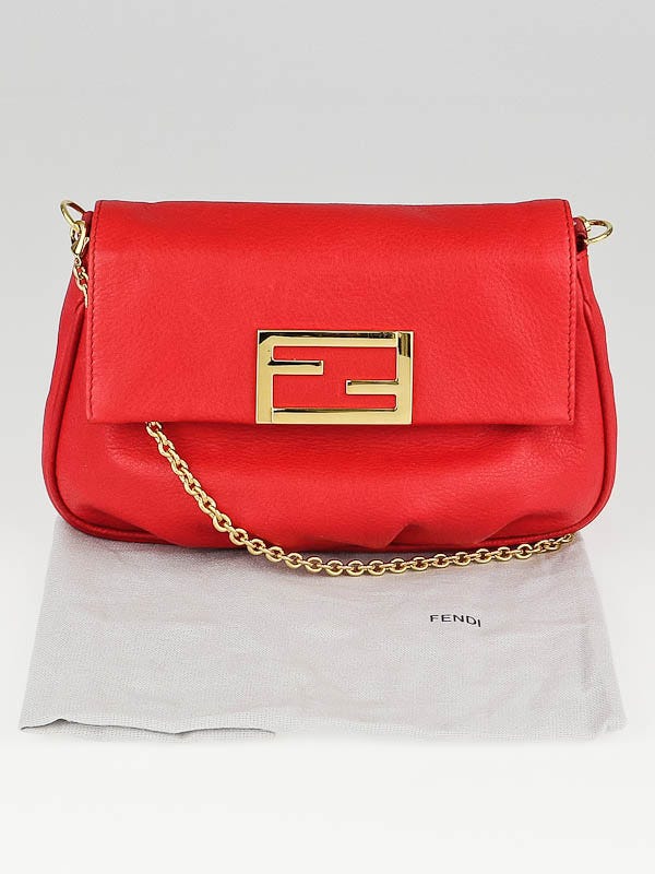 Fendi Red Leather Fendista Pochette Crossbody Bag - 8M0276 