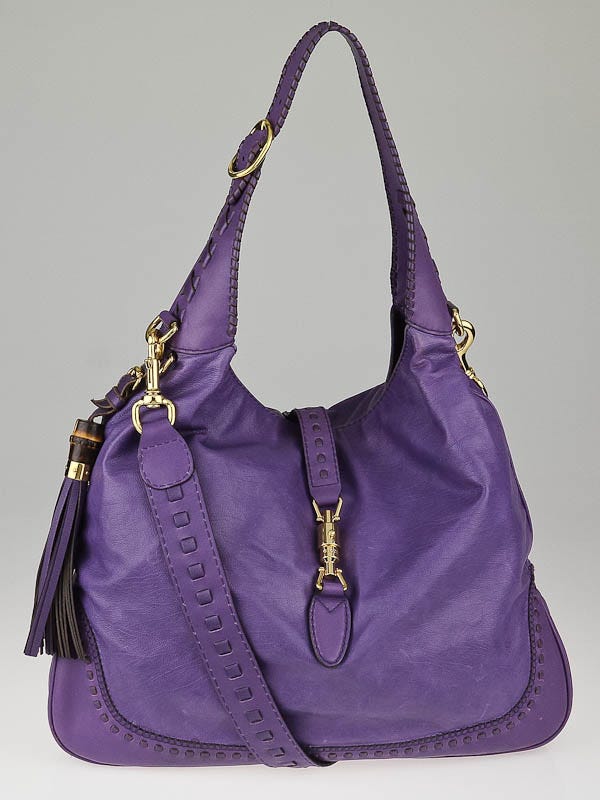 Gucci Violet Leather New Jackie Large Shoulder Bag