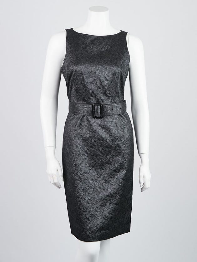 Burberry Shiny Black Polyester Sleeveless Belt Dress Size 6/40