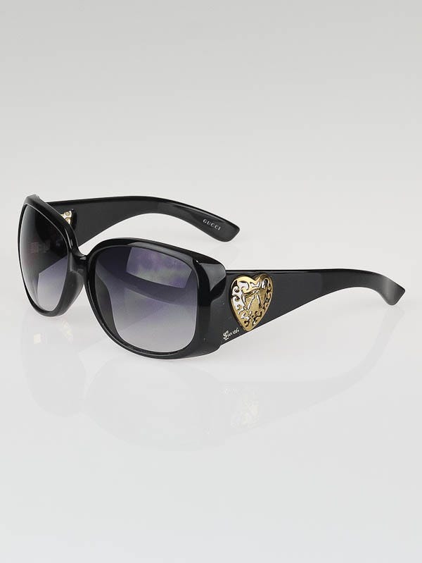 Gucci Black Plastic Frame Heart Crest Sunglasses-3067