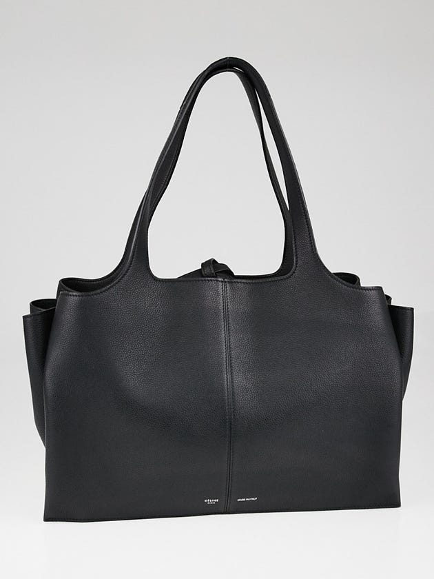 Celine Black Baby Grained Calfskin Leather Medium Tri-Fold Shoulder Bag