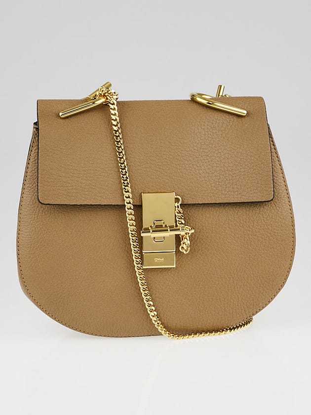 Chloe Chestnut Cream Pebbled Leather Small Drew Bag