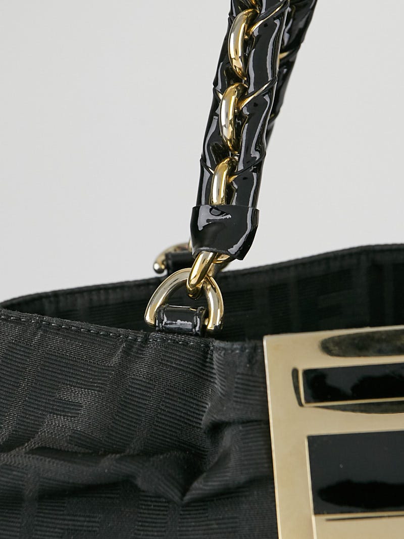 Fendi Black Zucca Print Canvas Large Mia Shoulder Bag 8BR616