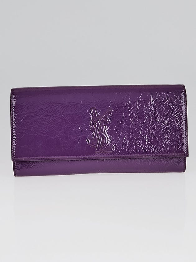Yves Saint Laurent Purple Crinkled Patent Leather Small Belle du Jour Clutch Bag