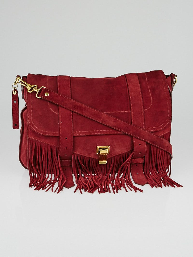 Proenza Schouler Red Suede Fringe PS1 Runner Bag Yoogi s Closet