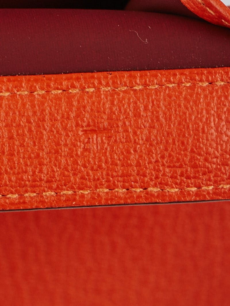 Hermes Orange H Chevre Leather Karo GM Clutch Bag with Palladium Hardware