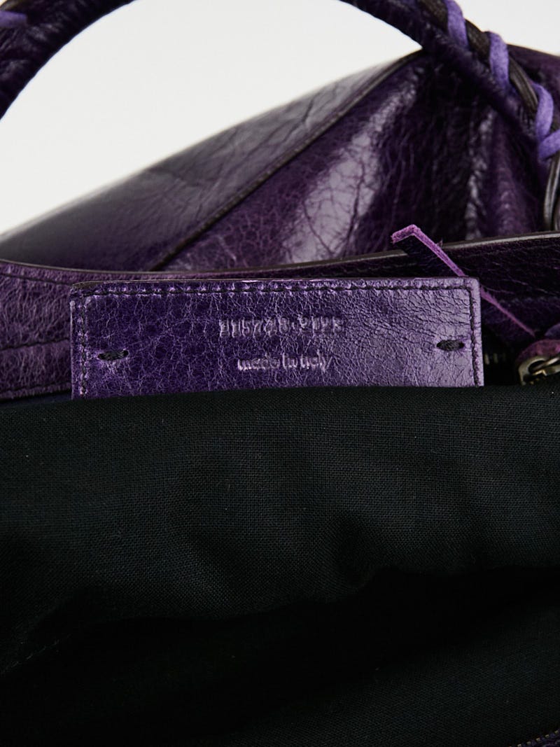 Balenciaga Violet Lambskin Leather Motorcycle City Bag | Yoogi's