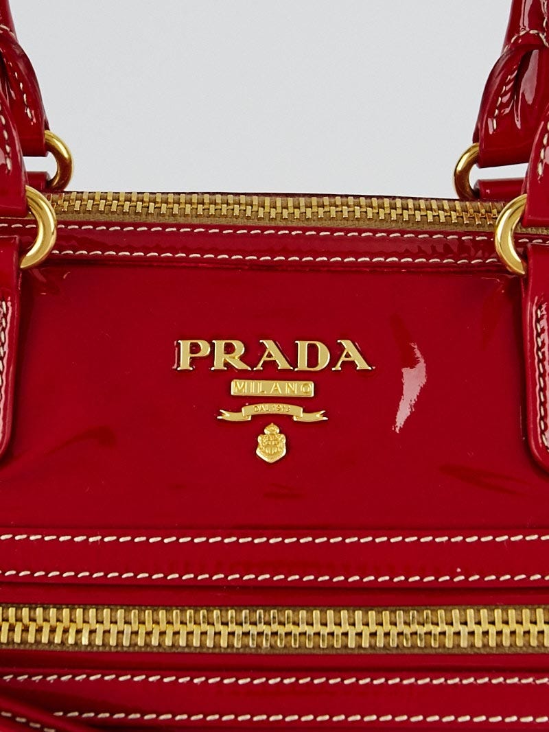 Prada Rosso Vernice Leather Zip East/West Top Handle Bag Prada Rosso Vernice Leather Zip East/West Top Handle Bag