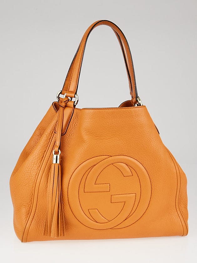 Gucci Orange Pebbled Leather Soho Shoulder Bag