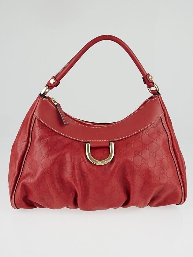 Gucci Red Guccissima Leather Large D-Ring Hobo Bag