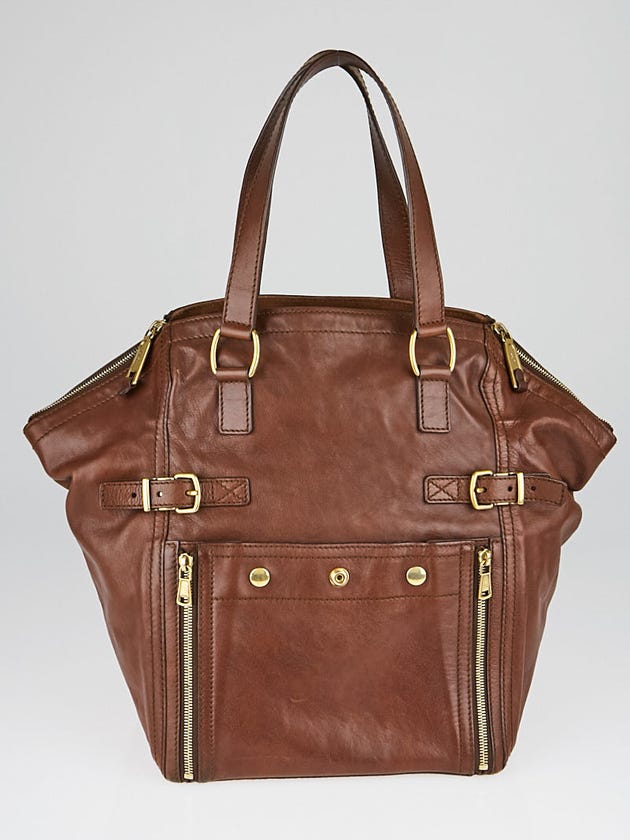 Yves Saint Laurent Brown Leather Large Downtown Tote Bag