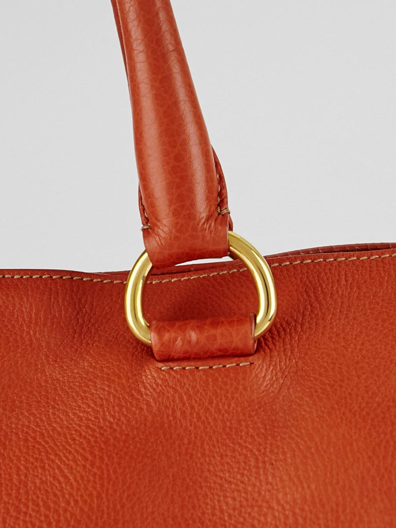 Prada Orange Vitello Daino Leather Shopping Tote Bag | Yoogi's Closet
