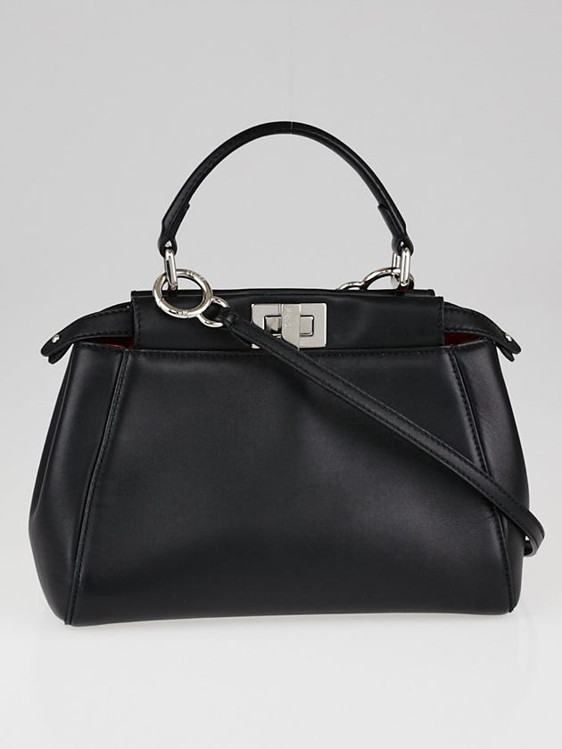 Fendi Black Nappa Leather Mini Peekaboo Satchel Bag - 8BN244