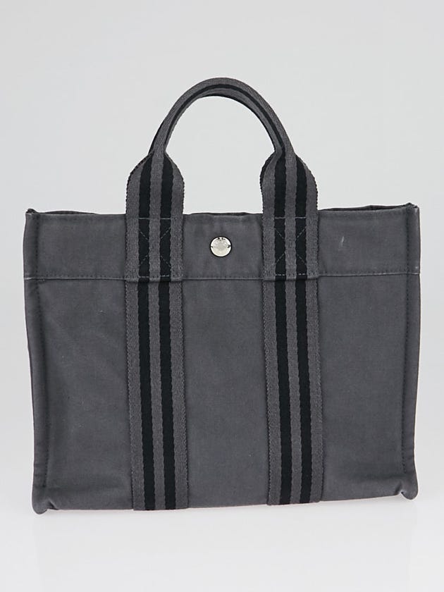 Hermes Grey/Black Canvas Fourre Tout PM Tote Bag
