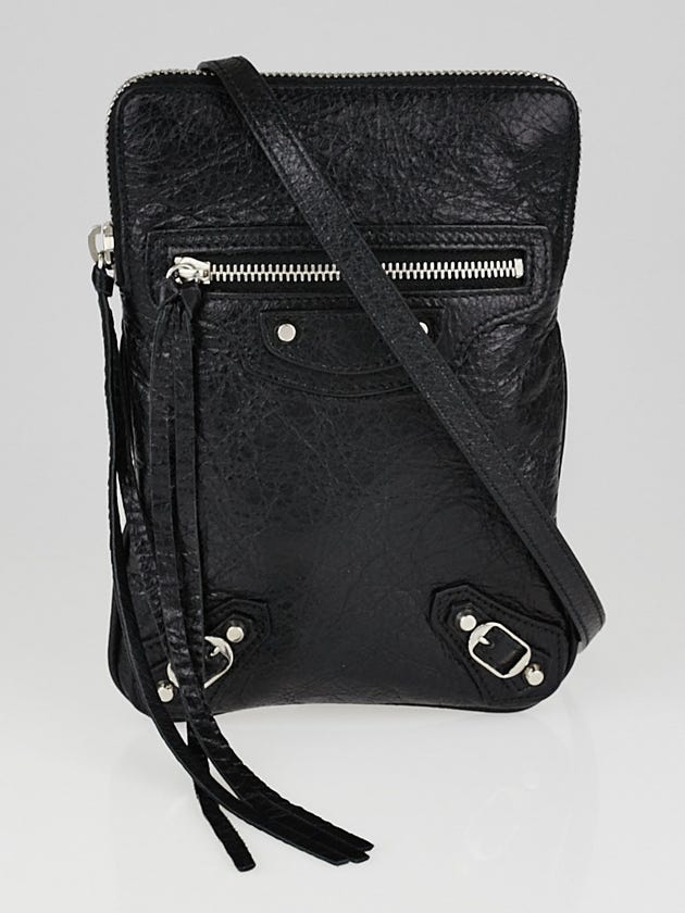 Balenciaga Black Lambskin Leather Classic Phone Holder Bag