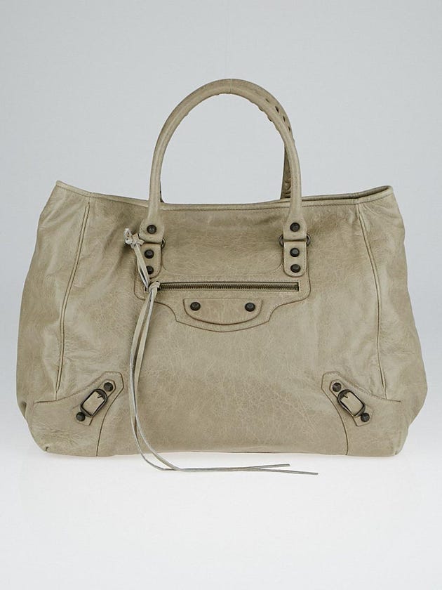 Balenciaga Papyrus Lambskin Leather Large Sunday Tote Bag