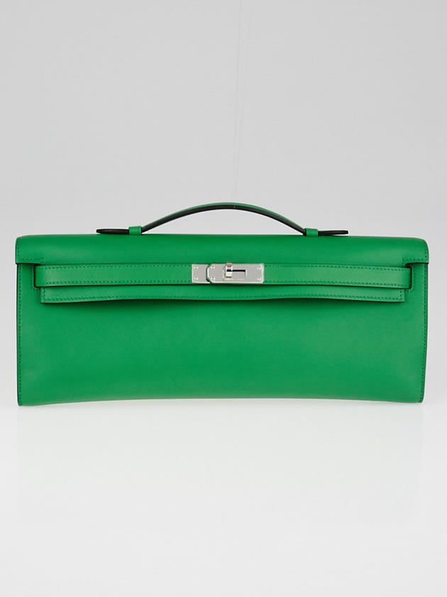 Hermes Bambou Swift Leather Palladium Plated Kelly Cut Bag