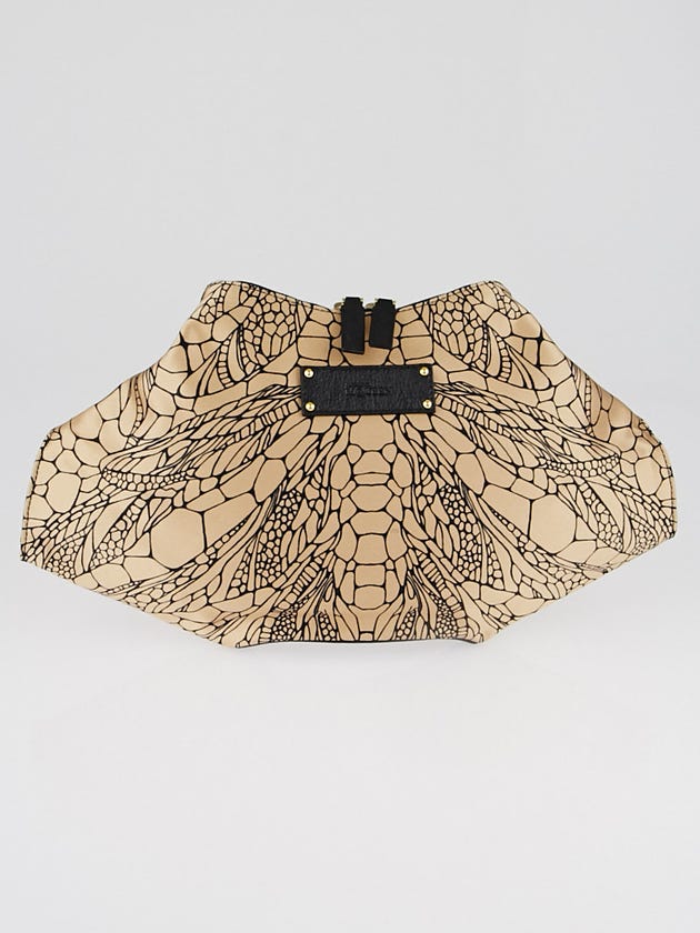 Alexander McQueen Beige Silk Dragonfly De Manta Clutch Bag