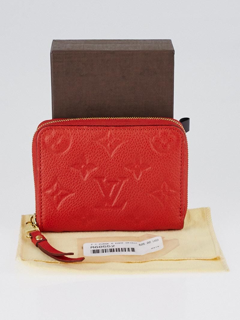 Authentic Louis Vuitton Orange Red Orient Monogram Empreinte Leather Zippy  Wallet