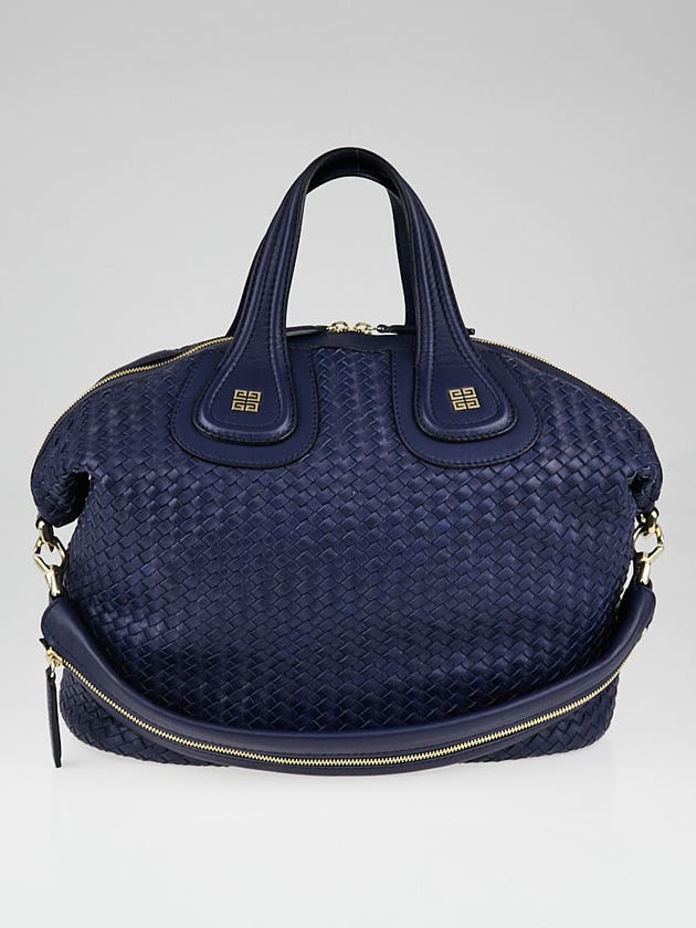 Givenchy Blue Woven Lambskin Leather Medium Nightingale Bag