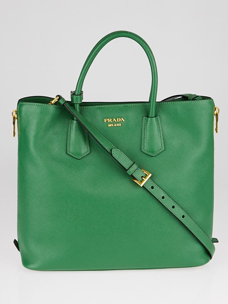 Prada Green Saffiano Leather Shopping Tote BN2727 | Yoogi's Closet