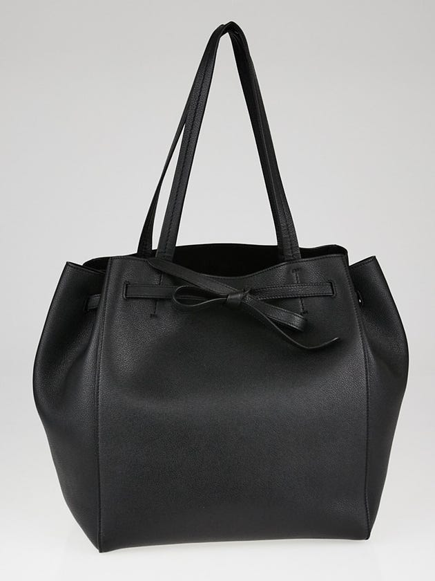 Celine Black Calfskin Leather Cabas Phantom Tie Small Tote Bag