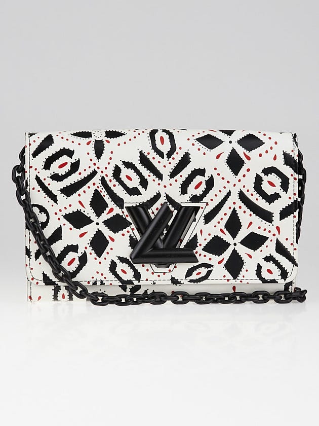 Louis Vuitton White/Black Graphic Print Leather Twist Wallet on Chain Bag