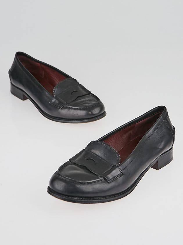 Prada Black Leather Penny Loafers Size 7/37.5