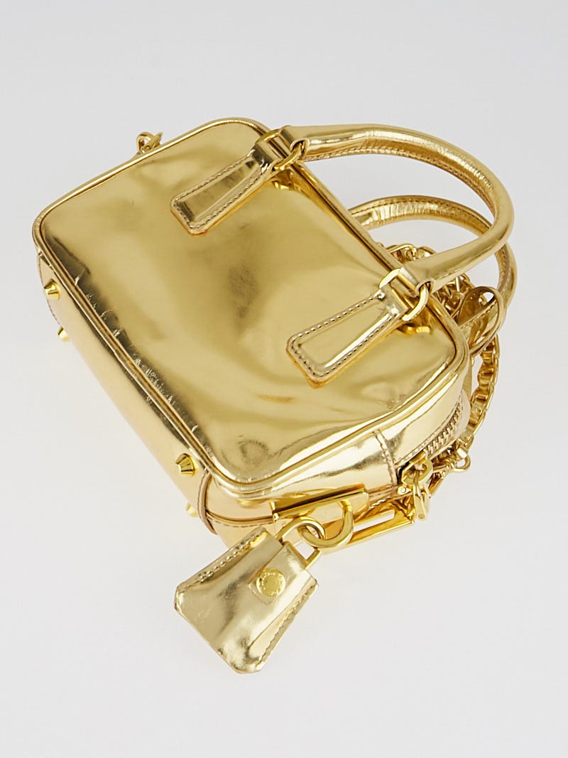 Prada Platino Gold Nappa Gauffre Leather Chain Crossbody Bag 1BD010 -  Yoogi's Closet