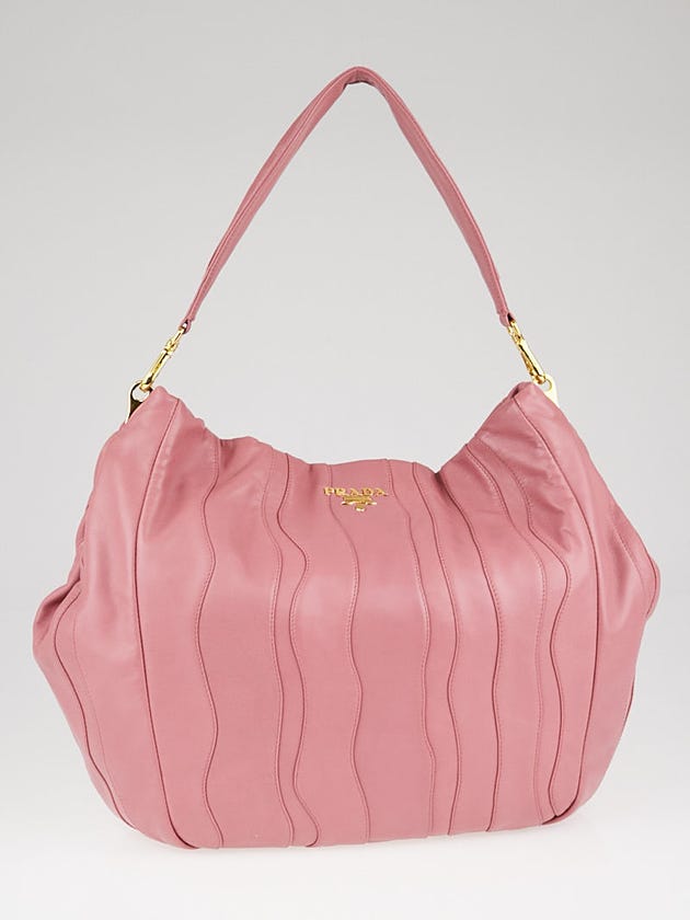 Prada Pink Nappa Leather Stripes Hobo Bag