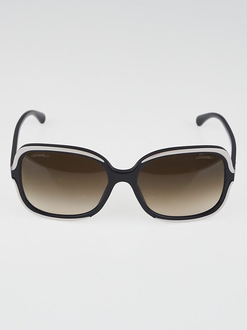 【美品】CHANEL シャネル サングラス 5319-A ブラック×ホワイト Chanel Black and White Plastic Frame Oversized Sunglasses-5319