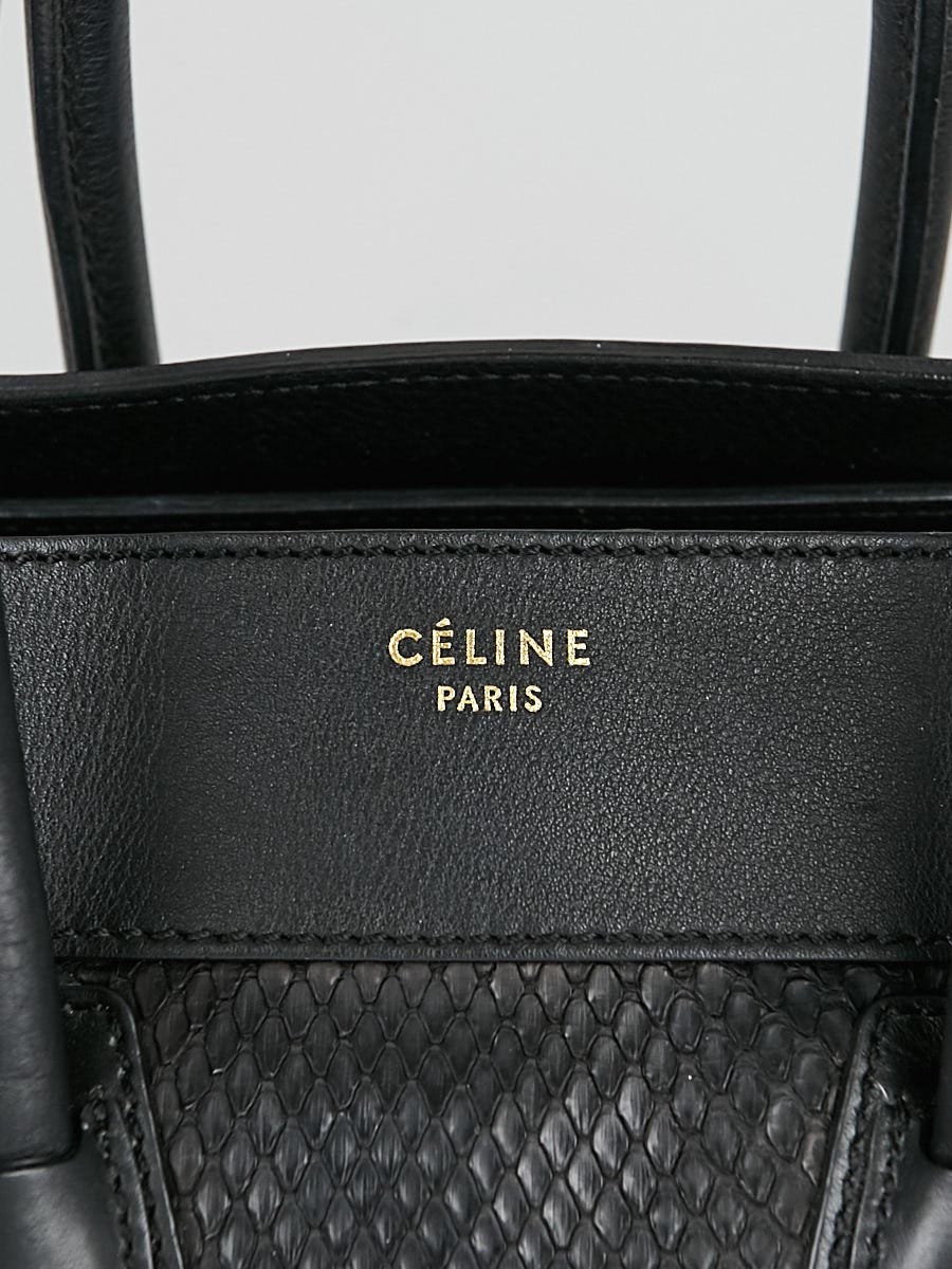 Celine Beige/Black Python Mini Luggage Tote Bag