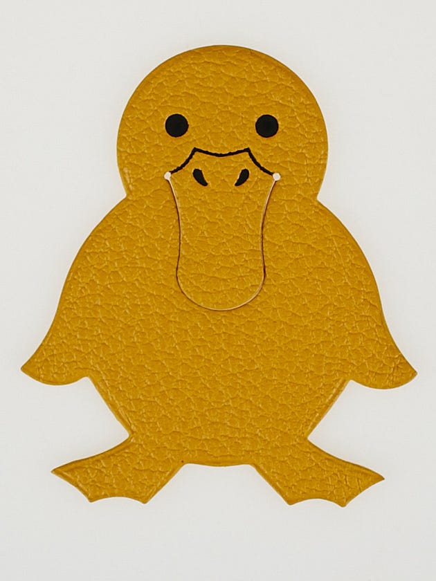 Hermes Yellow Chevre Leather Duck Pikabook Bookmark
