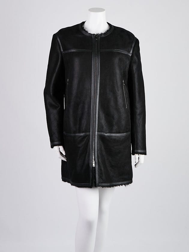 Isabel Marant Black Lambskin Shearling Coat 6/40