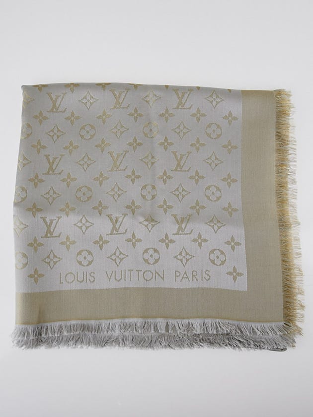 Louis Vuitton Gold/Grey Monogram Shine Shawl Scarf
