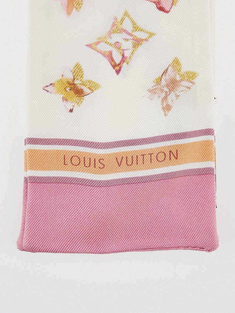 Louis Vuitton Pink Silk Aquarelle Bandeau Scarf - Yoogi's Closet