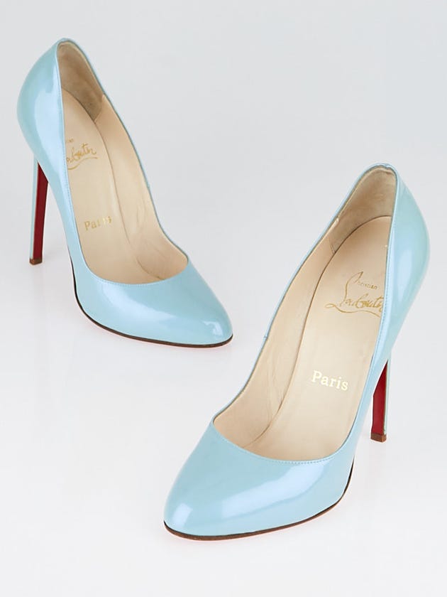Christian Louboutin Blue Patent Leather Miss Clichy 120 Pumps Size 7.5/38