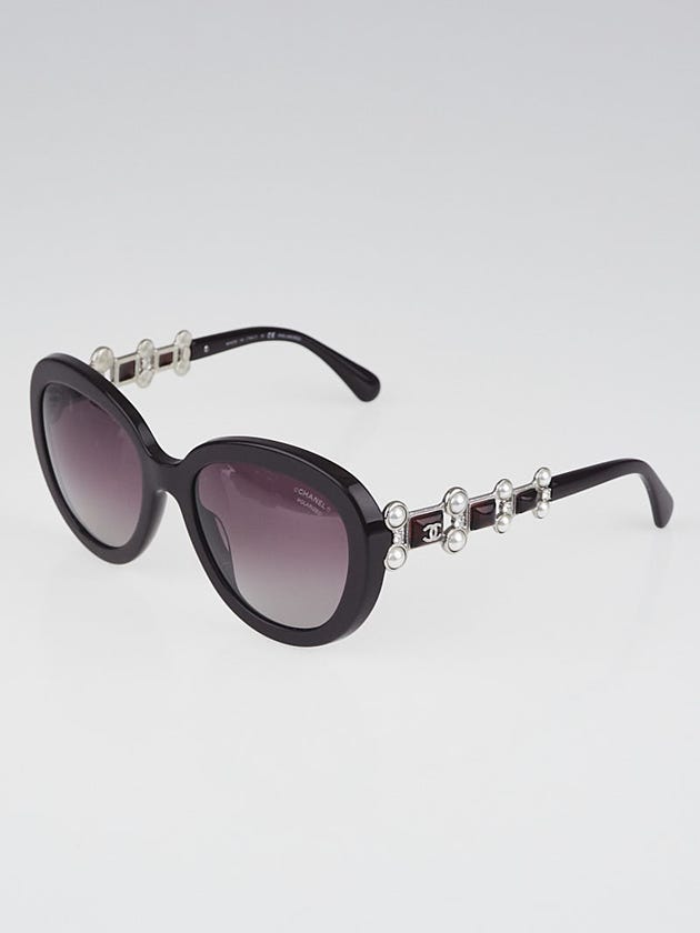 Chanel Burgundy Acetate Oversized Frame Bijou Pearl Sunglasses-5334