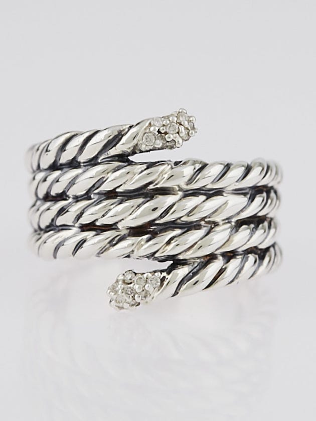 David Yurman Sterling Silver and Diamond Willow Serpentine Ring Size 6