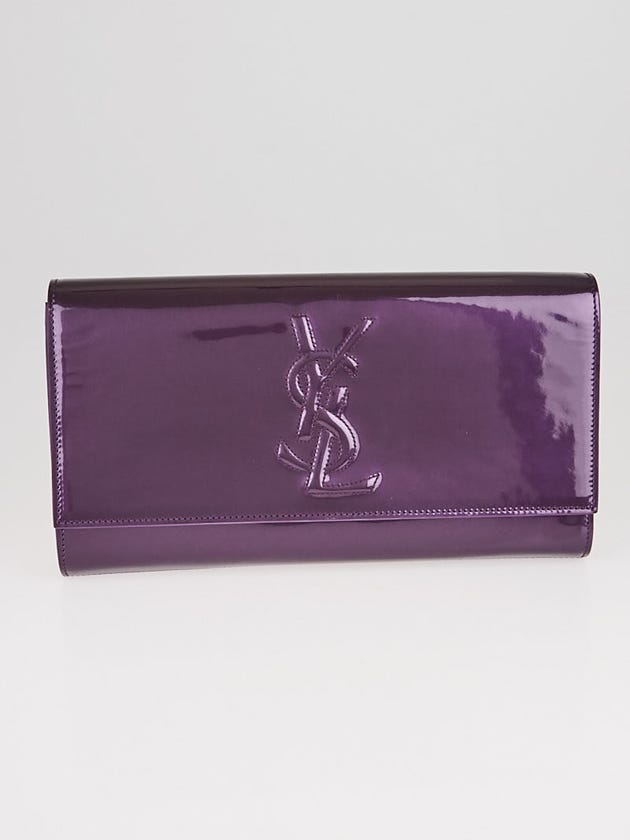 Yves Saint Laurent Purple Patent Leather Belle de Jour Clutch Bag