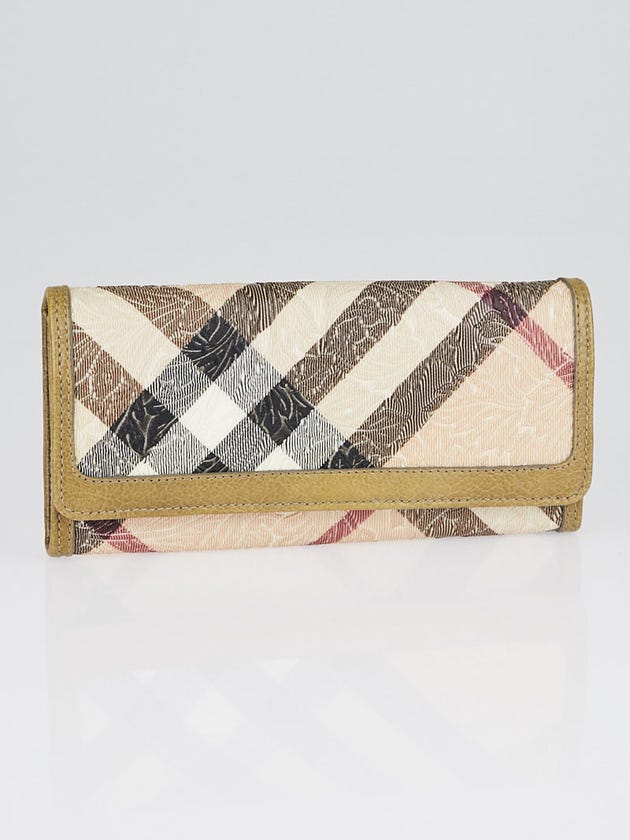 Burberry Supernova Embossed Check Coated Canvas Molly Beige Continental Wallet