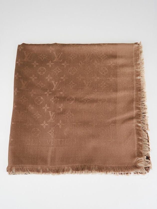 Louis Vuitton Taupe Ombre Shine Monogram Silk/Wool Shawl Scarf