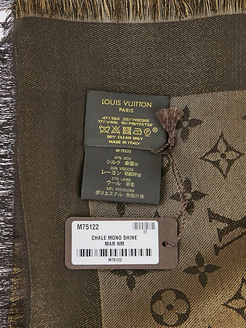 Louis Vuitton Monogram Shine Shawl Brown Silk